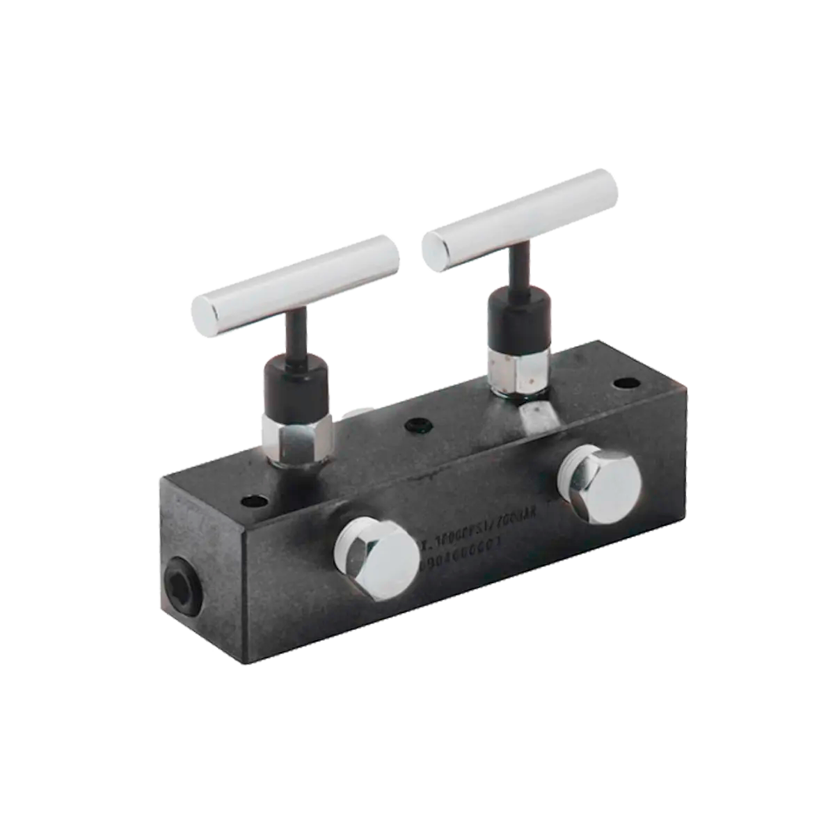 Manifold Hidráulico con 2 Válvulas - 3/8"-18 NPTF Hembra - Montaje 0.28" Diámetro - 10.000 PSI