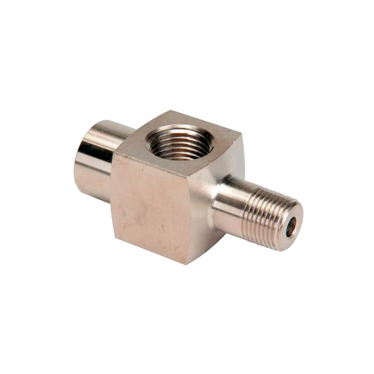 Adaptador para manometro de 10.000 PSI - 1/2"-14NPTF Hembra - 3/8"-18NPTF Macho - 3/8"-18NPTF Hembra