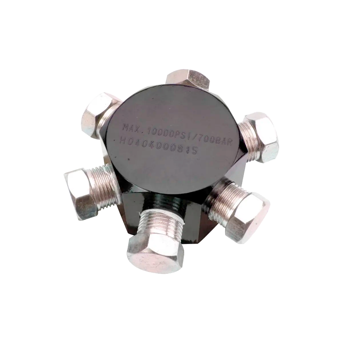 Manifold Hidráulico hexagonal de 6 puertos 3/8"-18NPTF Hembra Montaje 1/4"-20UNC